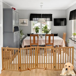 <strong>Wooden</strong> <strong>Dog</strong> <strong>Gate</strong> 4 Panels Freestanding Collapsible Pet <strong>Dog</strong> Safety <strong>Gate</strong> for House Doors <strong>Stairs</strong> - Product Image 5