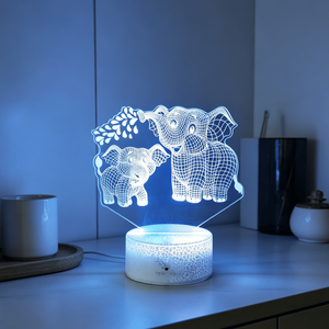 Lampe de nuit moderne en acrylique 3D à illusion d'optique personnalisée, motif grand et petit éléphant, licorne de dessin animé, lampe intelligente pour maison connectée, télécommande LED - Product Image 2