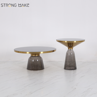 Nordic Couchtisch Basse Round Side Coffes Ensemble De Table Fin Mesa De Centro De Luxe Moderne Bell Table Basse En Verre pour Salon