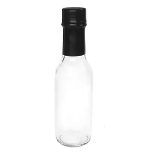 5oz Mini Glass Bottle Hot Sauce Woozy Bottle with Snap On Orifice Reducer Dripper Inset for Sauces