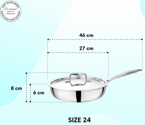 Poêle à frire triple 24 cm en acier inoxydable 304, robuste et antiadhésive, idéale pour faire saisir, sauter, griller et un usage quotidien - Product Image 6
