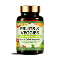 Capsules de fruits et légumes, complexe de caroténoïdes avec extraits végétaux pour le soutien quotidien de la santé, complément alimentaire, étiquette privée OEM