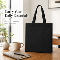Schlichte Schwarze Canvas-Tragetasche Robuste Tasche mit Großer Kapazität für Arbeit, Einkaufen, Reisen, Fitness Blanko Individuell Bedruckbar Umweltfreundlich Wiederverwendbar