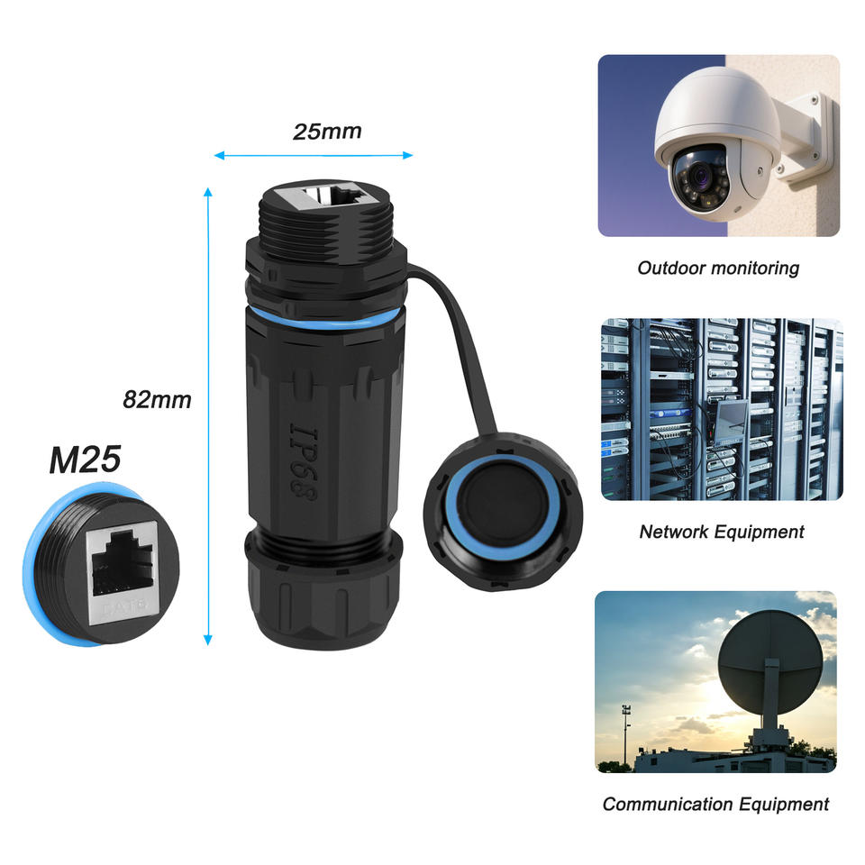 M25 IP68 Waterproof RJ45 CAT6 Coupler Female to Female PA66 Connector dimension drawing