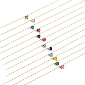 Collana con Ciondolo in Acciaio Inossidabile 316L Stile Europeo e Americano, Zircone Placcato Oro 18K, Pietra Portafortuna di Dicembre Multicolore - Product Image 5