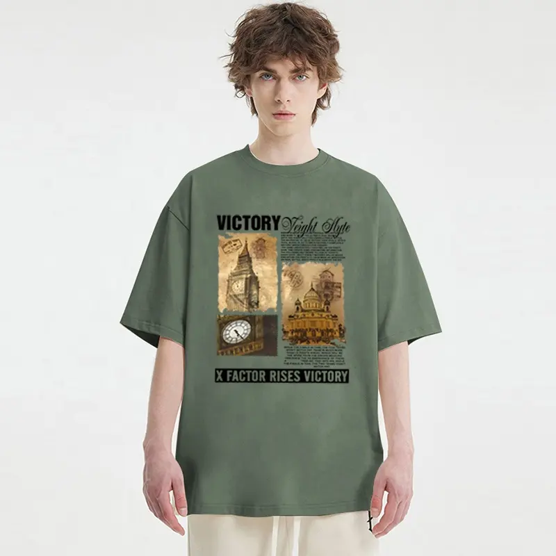 공장 제조 업체 커플 새로운 디자인 맞춤 브랜드 남자의 패션 느슨한 반팔 크루 넥 OEM 낙서 화살표 인쇄 티셔츠
