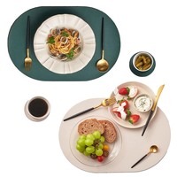 Inyahome Sets de table classiques double face ovales en PU écologique antidérapant pour extérieur et cuisine de style farmhouse
