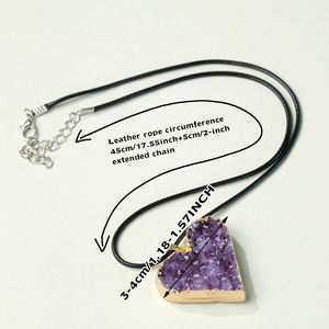 Grosir kristal penyembuhan alami kuarsa Amethyst Geode Cluster hati liontin emas kalung untuk wanita pria - Product Image 2