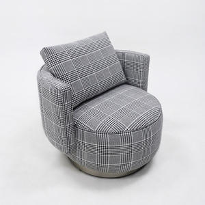 Fauteuil chaise longue en cuir avec accoudoir pivotant pour salon de villa, fauteuil d'attente individuel rond pour visiteurs, design minimaliste - Product Image 3