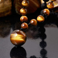 Y160 gros Colliers 8mm lave perles de pierre naturelle 16mm oeil de tigre pierre pendentif collier pour hommes mode bijoux colliers
