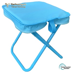 Portable <b>Folding</b> <b>Stool</b> With Oxford Cloth Seat Red Frame Outdoor Picnic Chair - Product Image 3