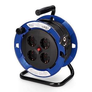 Câbles professionnels enroulables 3x1,5mm, 15m, 4 prises T/TL, avec protection thermique ; idéaux pour un alimentation électrique sûre et - Product Image 1