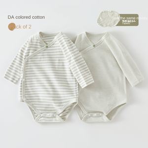 Set 2 Pezzi Estensioni per Abbigliamento Neonato Primavera/Autunno, Body a Maniche Lunghe, Tutine a Triangolo, Tute da Gattonamento in Cotone Colorato - Product Image 2