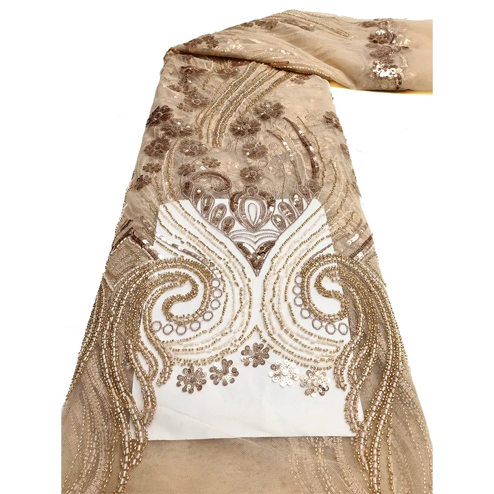 NI.AI zarif boncuklu dantel payetli kumaş lüks Sequins nakış Sequins düğün dantel kumaş