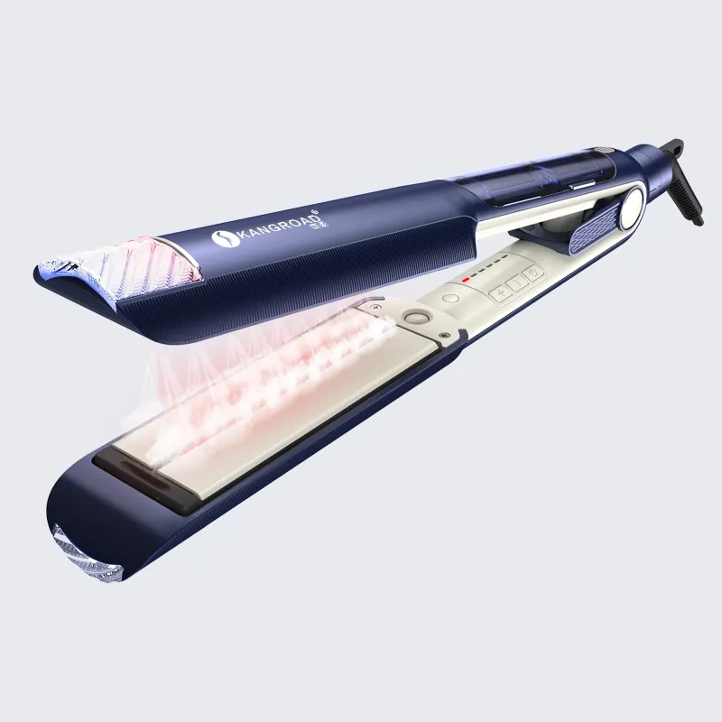 Chống bỏng thiết kế thời trang bầu không khí ánh sáng LED rộng tấm chuyên nghiệp hơi nước và hồng ngoại tóc ép tóc Titan phẳng sắt