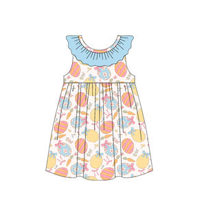 Vestido de Niña Personalizado GSD3659 con Estampado de Pastel de Cumpleaños Azul de Verano, Venta al por Mayor - Product Image 3