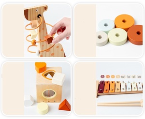 Ensemble d'instruments de musique en bois en gros, jouet d'éveil Montessori avec xylophone, hochet et tambour, cadeau pour bébés - Product Image 3