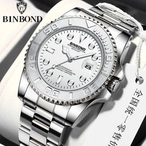 นาฬิกาข้อมือควอตซ์แฟชั่นยอดนิยมสำหรับผู้ชาย Binbond 930 B930 สายสแตนเลสสีเงิน เรืองแสง แสดงวันที่อัตโนมัติ หน้าปัดอนาล็อก - Product Image 2