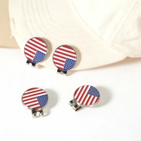 Vente directe usine – Clips de casquette de golf en métal argenté de 25 mm, motif pièce Yuan estampée magnétique, thème sportif, drapeau américain