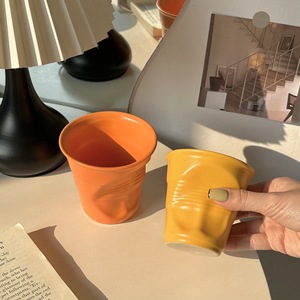 200ml 400ml Irregular <b>Ceramic</b> Coffee Cup Unique Wrinkle <b>Ceramic</b> <b>Mug</b> No Handle - Product Image 6