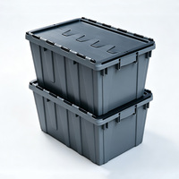 Boîte de rangement en plastique empilable avec couvercle à charnières, boîte de déménagement robuste pour l'organisation en entrepôt, à domicile et en entreprise