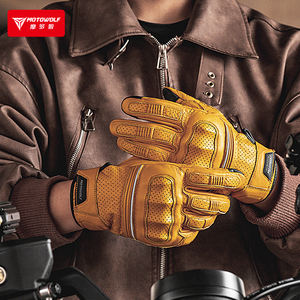 MOTOWOLF Gants de course rétro GM4 Gants de moto en cuir design classique - Product Image 4