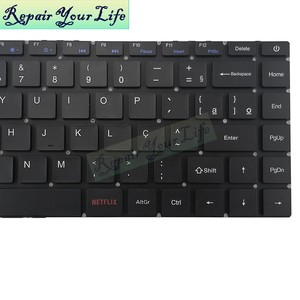 <span class=keywords><strong>BR</strong></span> Brazil không có bàn phím máy tính xách tay có đèn nền cho bàn phím Mybook p414 mới màu đen F2 điều khiển tắt tiếng F5 Wifi phiên bản Netflix - Product Image 3