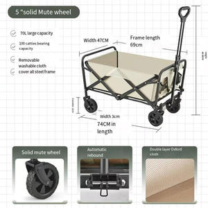 Opvouwbare Draagbare Stalen <span class=keywords><strong>Trolley</strong></span> Wagen Dragen Opvouwbare Utility Vouwwagen Camping Strand Auto Winkelen Picknick Verzinkt - Product Image 3