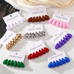 Kisswife 3 cái/bộ Punk Chunky Nước Drop <span class=keywords><strong>Dome</strong></span> Stud Bông Tai Cho Phụ Nữ Hợp Thời Trang Tear Piercing Bông Tai Đồ Trang Sức - Product Image 2