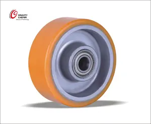 REACH-rueda sólida de poliuretano PAHS ROHS, rueda de 6 pulgadas, 8 pulgadas, 10 pulgadas x 2 pulgadas de ancho con llantas de aluminio, color marrón y amarillo
