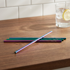 Modern Metal <b>Drinking</b> <b>Straws</b> 4-Pack Reusable Bar Accessories Purple Green Blue - Product Image 6
