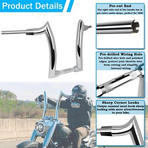全新工厂批发 14 英寸高 2 英寸宽镀铬 Ape <span class=keywords><strong>Hanger</strong></span> 摩托车车把 Softail/Touring/Dyna 2000-2021 非双液压系统 - Product Image 4