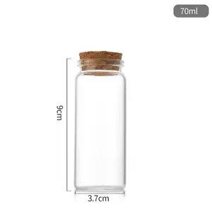 Wholesale Mini Wishing Bottle 37mm Glass Vials Custom Logo Clear Glass Match Storage Jar With Cork Stopper