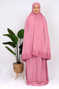 SIPO femmes Muslimah Jubah soie Satin tissu Eid Telekung frontière broderie Jibab robe - Product Image 3