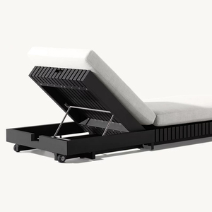Chaise longue <span class=keywords><strong>de</strong></span> jardin en aluminium, design moderne, pliable, mobilier <span class=keywords><strong>de</strong></span> patio extérieur avec coussins - Product Image 3