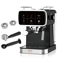 Machine à café expresso 1350W 20 bars avec réservoir d'eau de 1,5L, commande tactile et buse vapeur pour la préparation de café à domicile ou au bureau R.0209