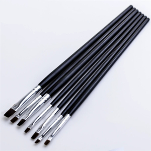 7Pcs Acrylic Handle Nylon Nail Art Brush <b>Set</b> <b>Crimped</b> Ferrule French Gel Painting Pens for Salon Manicure - Product Image 1