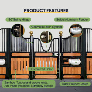 Pannelli Frontali Coperti per Scuderia per Cavalli in Bambù di Design per Esterni Box Portatile per Cavalli dalla Cina con Porta Scorrevole Ombreggiante - Product Image 2