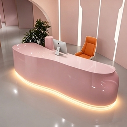 Mesa de Recepción de Madera Personalizada de Fábrica, Diseño a Medida para Decoración Empresarial en Centros de Capacitación Escolares - Product Image 4