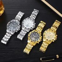 Nouvelle montre à quartz transfrontalière la plus vendue 2025, montre-bracelet classique et tendance, montre homme à faux trois cadrans