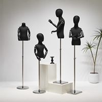 Mannequin demi-corps pour magasin de vêtements pour enfants, présentoir de mannequin en lin noir pour garçons et filles, vitrine