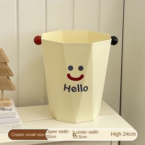 GREENSIDE Poubelle en plastique Ins Smiley Face Diamond Home Kitchen Bedroom Trash Bin Dormitory Cute Large Size Coverless Trash Bin - Product Image 6