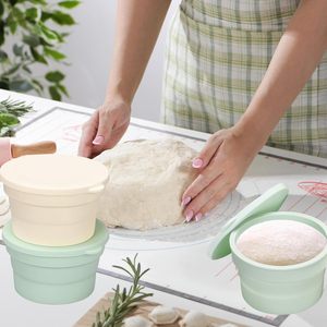 New 4Pcs Stackable Silicone Artisan Pizza Dough Proofing Boxes Proving Containers with Lids, <b>Collapsible</b> Pizza Slice Container - Product Image 6
