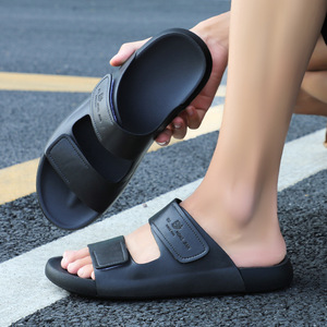Sandales d'été en cuir de vache pour hommes, pantoufles de plage à semelles épaisses antidérapantes, pantoufles Birkenstok décontractées pour hommes - Product Image 4