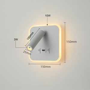 Đèn đọc sách LED tối giản phong cách Bắc Âu, sạc USB, gắn tường, có công tắc bật/tắt, dùng cho khách sạn, đầu giường - Product Image 5