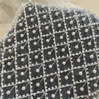 Nouveaux tissus de dentelle de mariée brodés de perles blanches lourdes