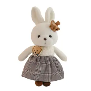 New Design High Quality Cute Couple Doll Rabbit Bear Stuffed Animal Plush Toys for Friend Gifts