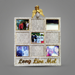 Colgante de marco de fotos familiar con micro pavé de diamantes naturales, dije de recuerdo chapado en oro, joyería de homenaje estilo Hip Hop, regalo - Product Image 1