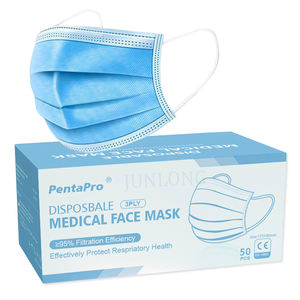 Junlong المتاح 3ply 25 + 25 + 25 المتاح قناع وجه طبي EN14683 CE 3ply قناع للوجه يستخدم مرة واحدة 50 قطعة حقيبة - Product Image 5