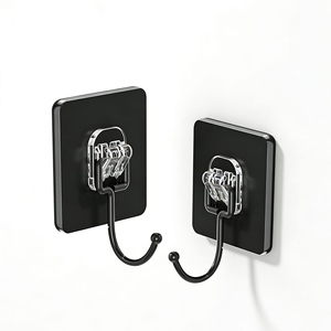 Gancho de pared adhesivo extragrande negro mate sin perforaciones ni <span class=keywords><strong>clavos</strong></span>, sin dejar rastro, para sala de estar, entrada, perchero para abrigos pesados, sombrillas y llaves - Product Image 1